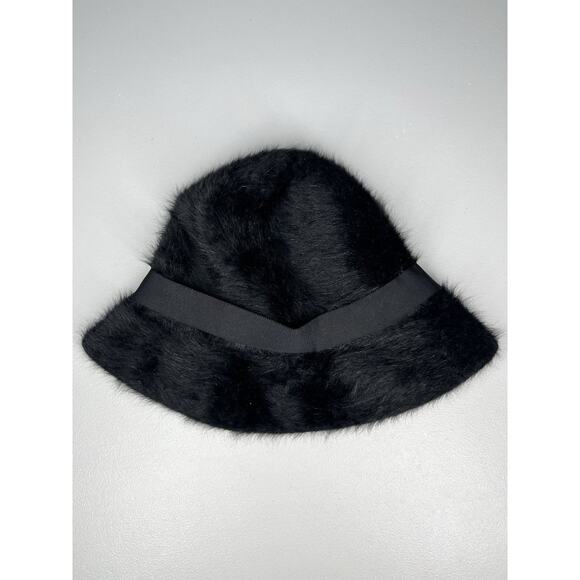 Vintage Kangol Design Fur Bucket Hat Womens OS Black Ribbon Made England - Picture 2 of 7